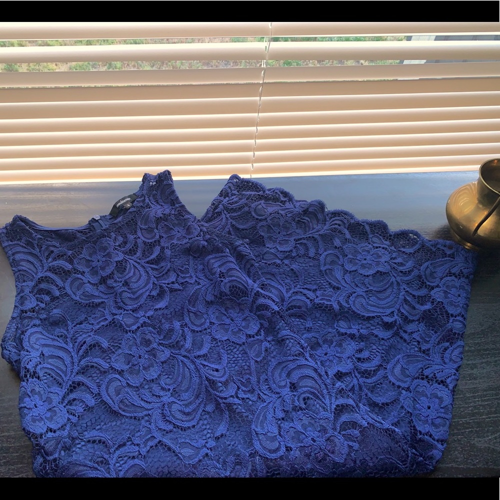 Navy Blue Lace Mini Dress